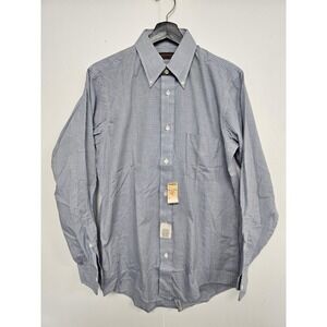 Vtg Cass & Ottawa Joliet Il Shirt Mens Blue‎ Check Button Up Windsor Collection